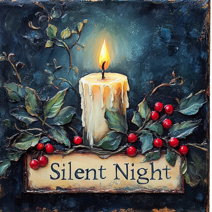 10" x 10" Blue Silent Night Christmas Sign TTE-048