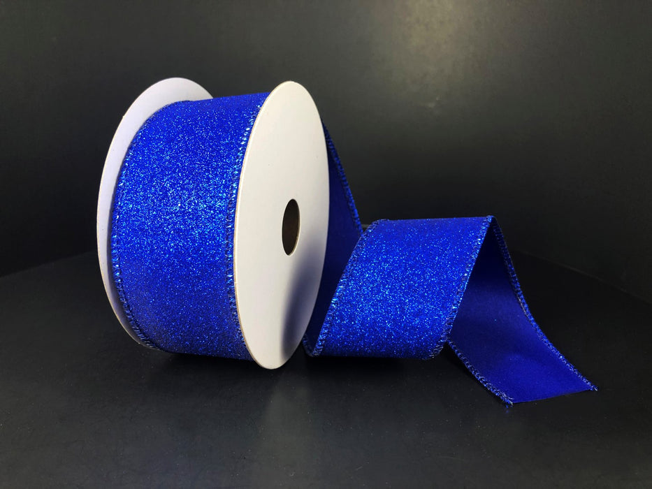 1.5"X10Y Royal Blue All Flat Glitter Ribbon X820609-25