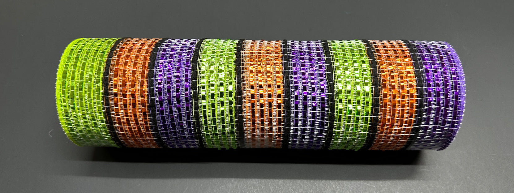 10"X10Y Purple-Lime-Orange-Black Bright Metallic Striped Mesh XB235010-01