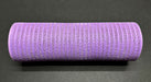 A 10X10Y Lavender Breeze solid mesh roll, XB240710-30, lies horizontally against a black background. Its grid-like pattern is neatly rolled, exuding elegance and charm.