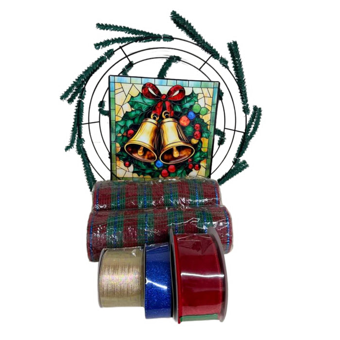 Jingle Bell Stained Glass Mesh Wreath Kit 110124