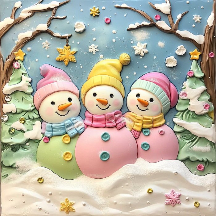 10" x 10" Pastel Snowmen Sign TTE-079