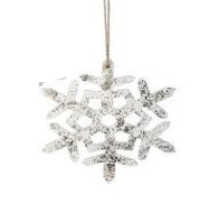 The 9" MDF Snowflake Ornament (MTX70852) comes in assorted styles, featuring a delicate pattern and a string for hanging. It's an ideal choice for holiday decoration, adding festive charm to any setting.