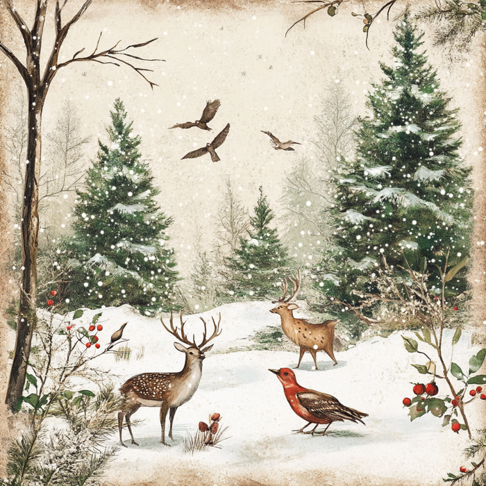 10" x 10" Winter Wildlife Scene Sign TTE-005