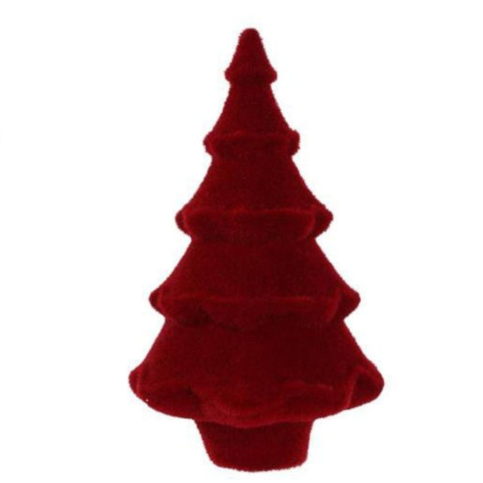 12"Hx7"Dia Flocked Full Tree 4 Asst Christmas Colors XT859098