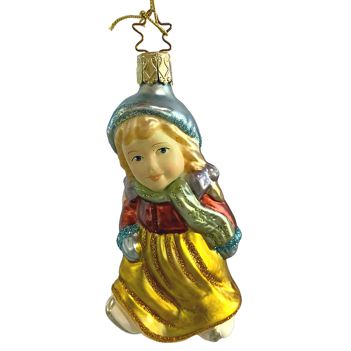 Leisurely Ice Time Girl Ice Skates Christmas Ornament Inge-Glas of Germany 1-037-10