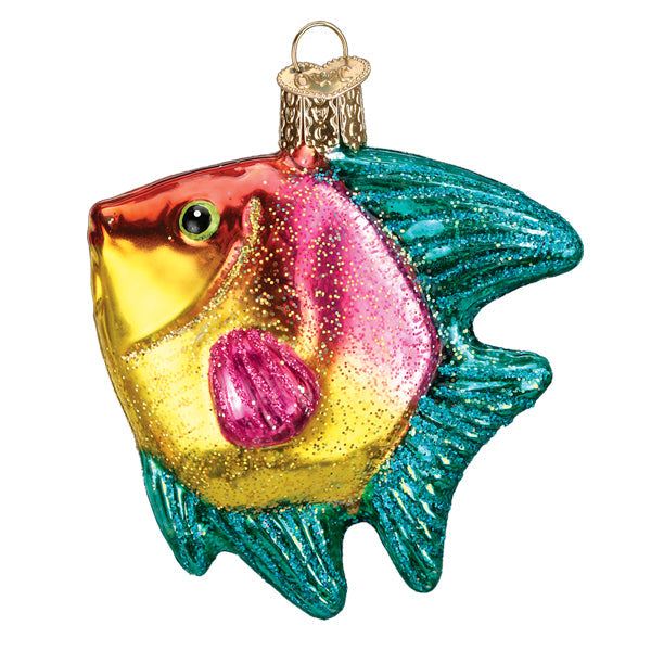 Pink and Yellow Tropical Angelfish Ornament  Old World Christmas  12624