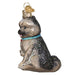 The Cairn Terrier Ornament from Old World Christmas (product number 12643) is a glittery Christmas decoration crafted from delicate glass, featuring the shape of a sitting Cairn Terrier with a fluffy tail and a blue collar. It includes a loop and gold cap for easy hanging, adding charm to your holiday decor.