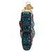 The Fanciful Butterfly Ornament by Old World Christmas, product number 12645, is a decorative glass ornament designed in the shape of a shoe. It features a colorful glittery blue and black texture with elements reminiscent of a butterfly's elegance and includes a gold cap and loop for hanging.