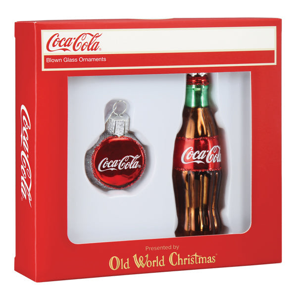 Coca-Cola Bottle Set  Old World Christmas Ornaments 14032