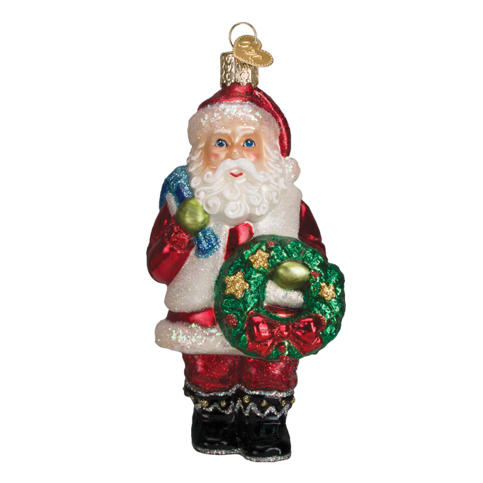 Santa With Wreath Ornament  Old World Christmas  40279