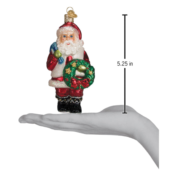 Santa With Wreath Ornament  Old World Christmas  40279