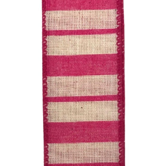 1.5" Ivory Fuchsia Horizontal Stripe Ribbon 41125-09-28