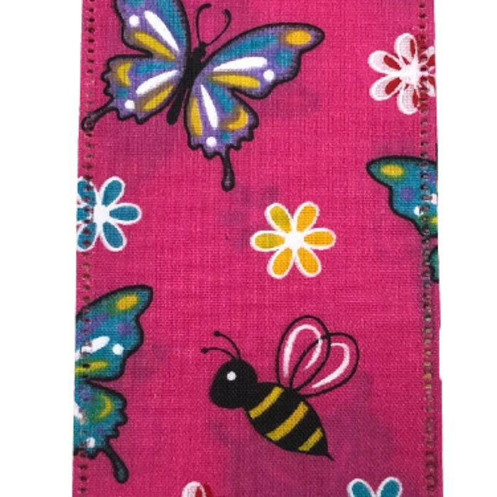 2.5" Fuchsia Butterfly Bee Ribbon 45104-40-28