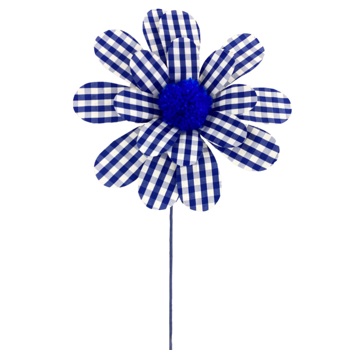 24" Blue Gingham Sunflower Spray 62815BL