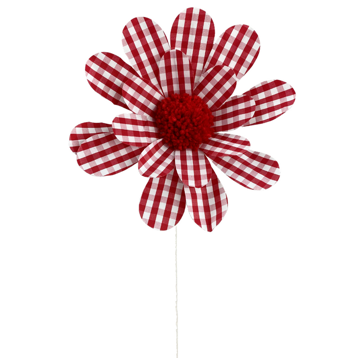 24" Red Gingham Sunflower Spray 62815RD