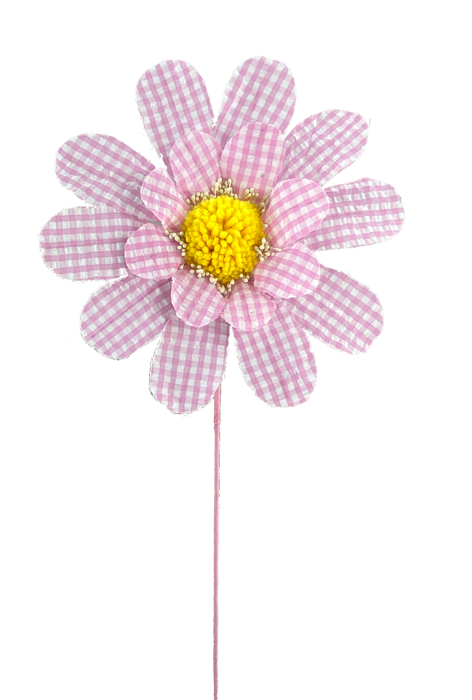 24" by 8" Pink Gingham Sunflower Spray 63108PK