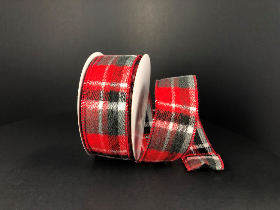 Brushed Red-White-Green-Black Plaid, 1.5"X10Y  Ribbon  72132-09-12