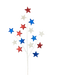 The 28 Red White and Blue Glitter Star Spray (74140RWB) features 15 stems of red, white, and blue stars on slender branches against a black backdrop, creating an evenly distributed vibrant and patriotic display.