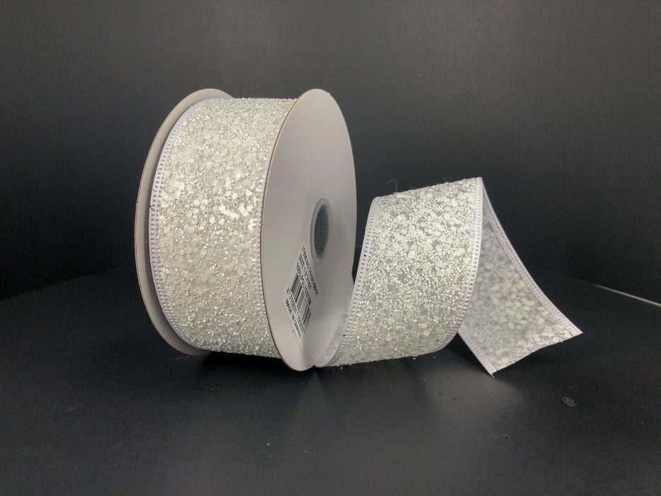 Pure White Super Glitter, 1.5"X10Y  Ribbon   75101-09-01