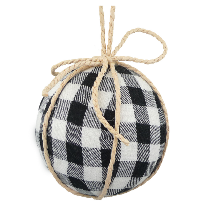 Black White Gingham Checked Ball Ornament 5”