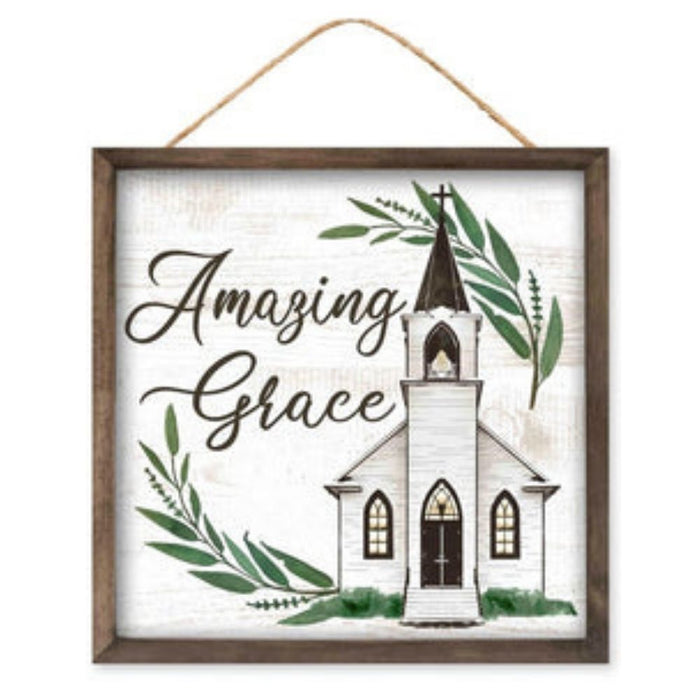 10"Sq Amazing Grace Sign  White/Black/Green/Brown  AP7183