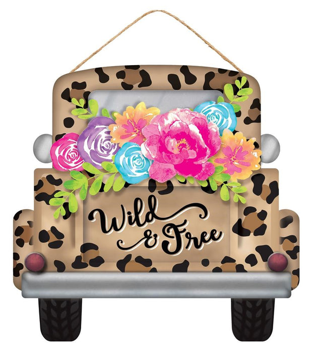 12"L X 11.5"H Wild & Free Leopard Truck  Tan/Brown/Pink/Turquoise/Lime  AP7203