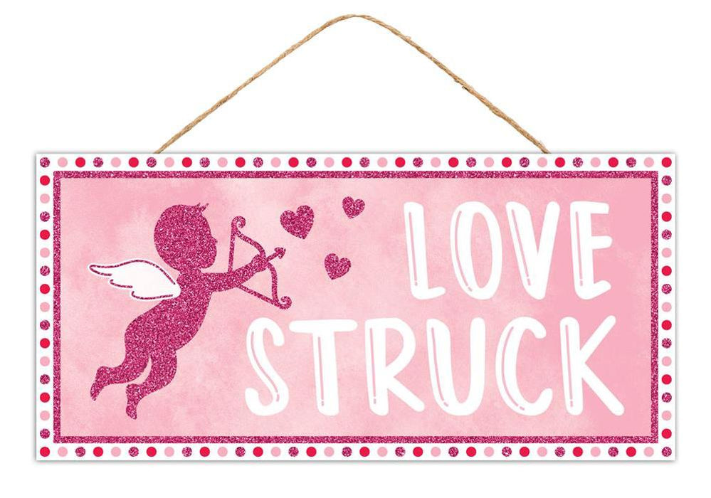 12.5"L X 6"H Love Struck Cupid Glitter  Lt Pink/Red/White  AP8974