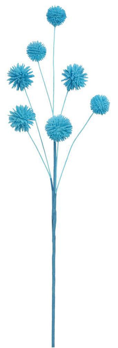 19"L Flocked Pompom Spray X7  Blue  FH799203