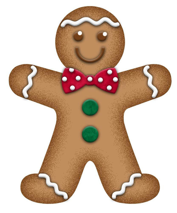 12"H Metal/Embd Gingerbread Boy  Brown/Red/Green/White  MD055504