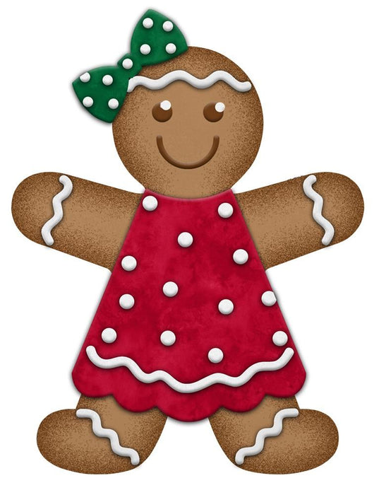 13"H Metal/Embd Gingerbread Girl  Red/Green/Brown/White  MD055524