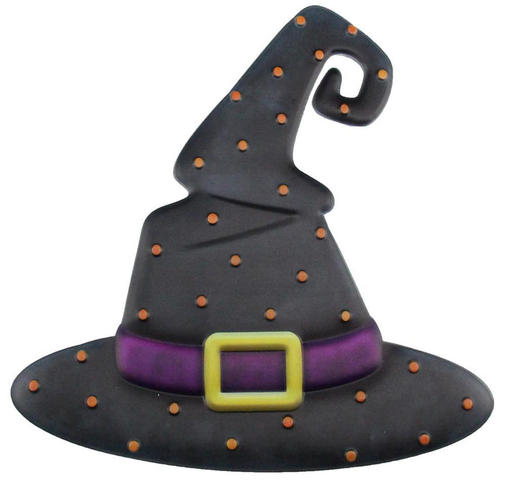 12" Metal Embossed Witch Hat Halloween Sign MD061835