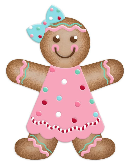 13"Hx10"L Metal Gingerbread Girl Sign  Tan/Pink/Blue/White/Red  MD0742