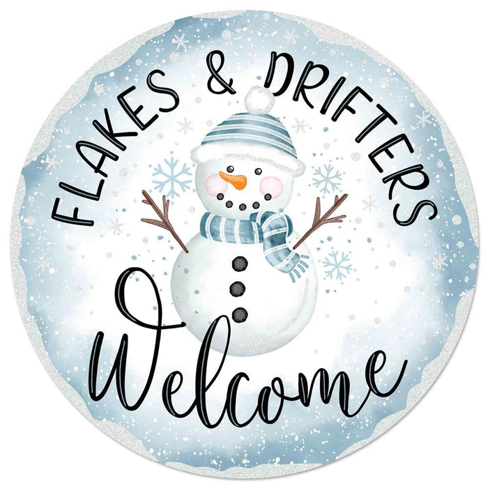 12"Dia Flakes Welcome Metal Sign MD0749