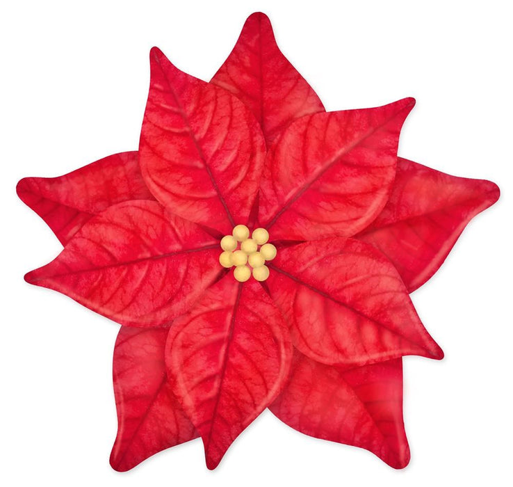 12"Dia Metal Poinsettia Sign W/Hanger Red/Light Yellow MD101024