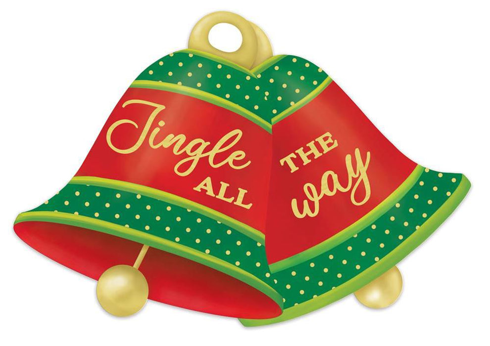 12"L X 8.3"H Metal Jingle All Way Sign Gold/Red/Emerald/Lime MD1019