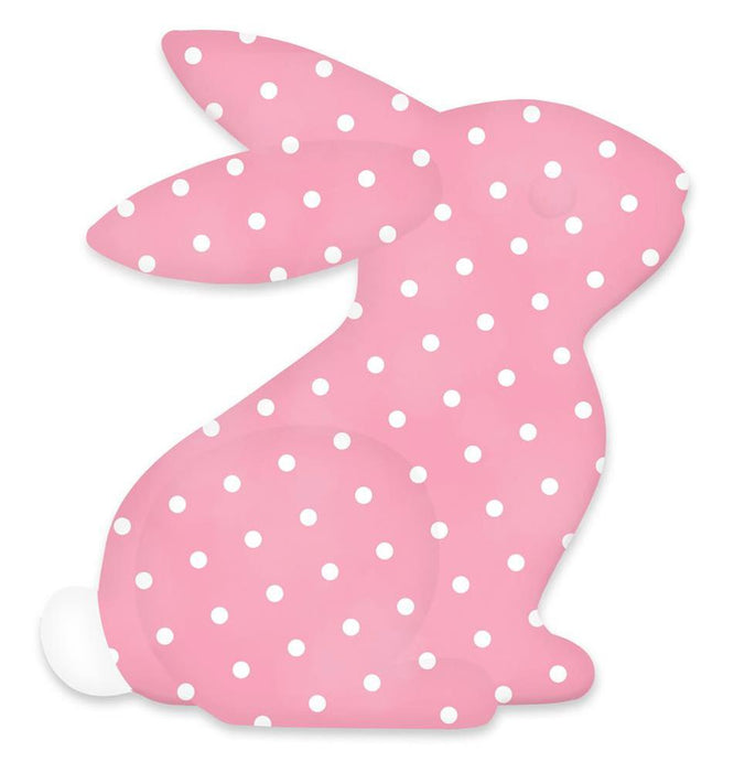 12"Hx11.2"L Metal Sitting Bunny  Pink/White  MD105456