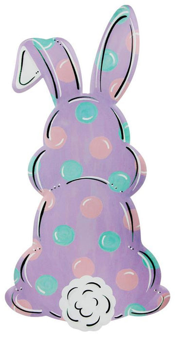 29"Hx 15.2"L Metal Bunny Bottom Sign  Lavender/Lt Pink/Mint/Black/White  MD1057