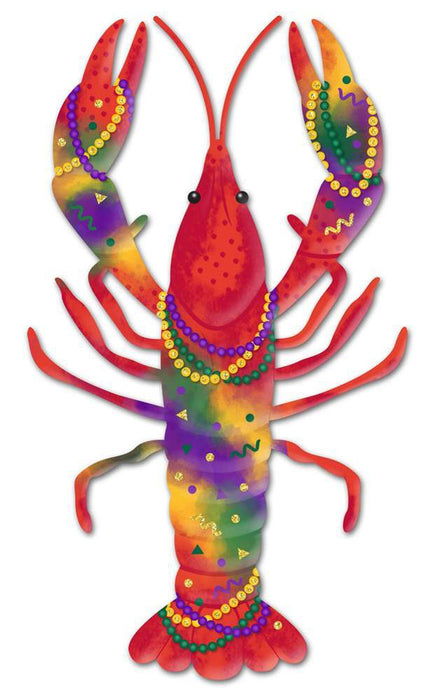 14"Hx8"L Metal Crawfish Shape Sign  Mardi Gras  MD1067