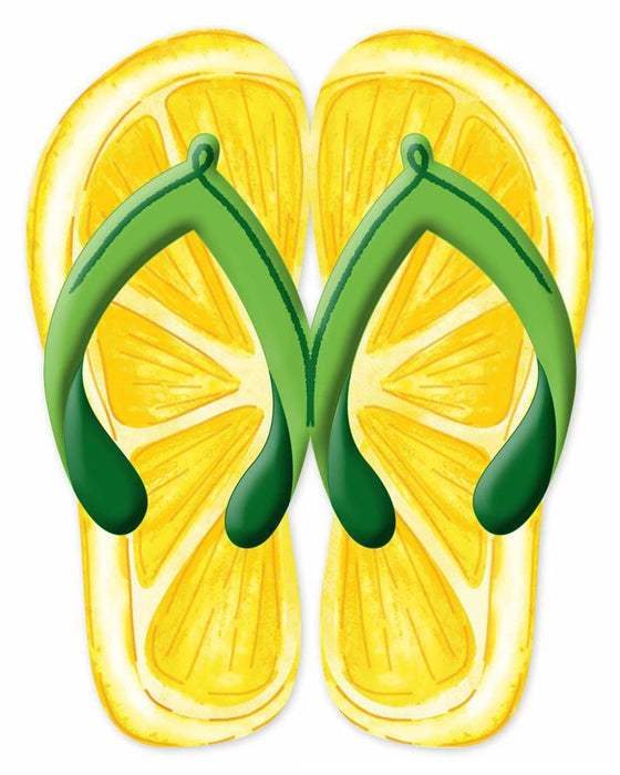 12.75"Hx10"L Metal Flip Flops Sign  Yellow/Green/White  MD1089