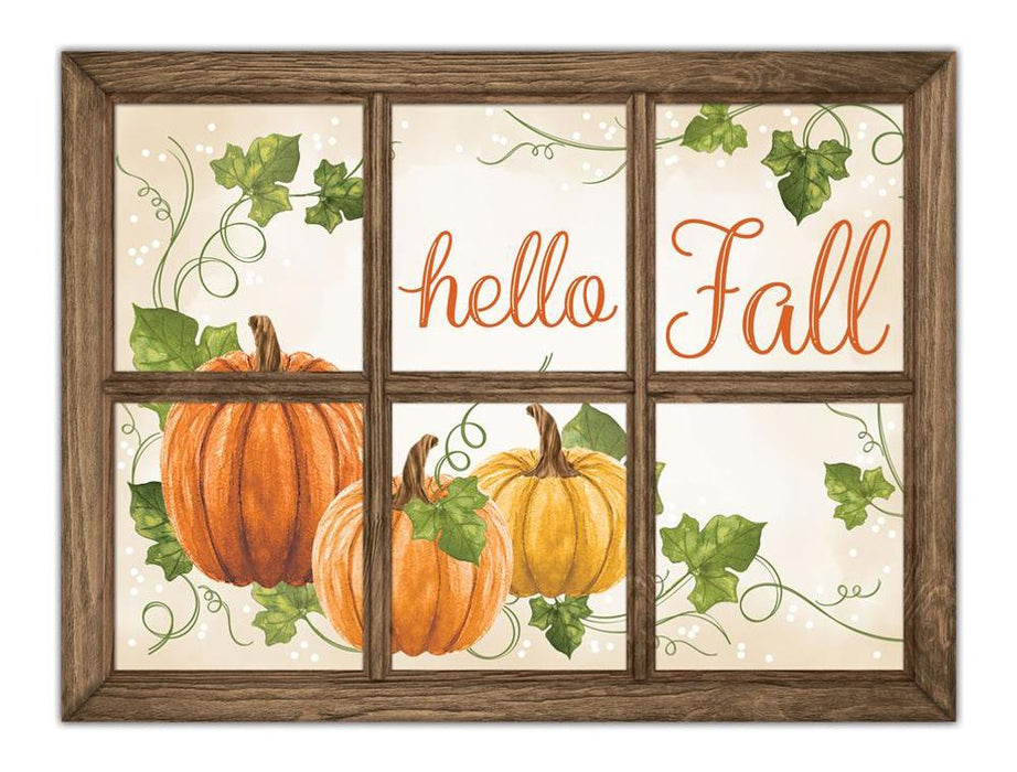 12.75"L X 9.5"H Hello Fall Window Sign Cream/Orange/Brown MD1246