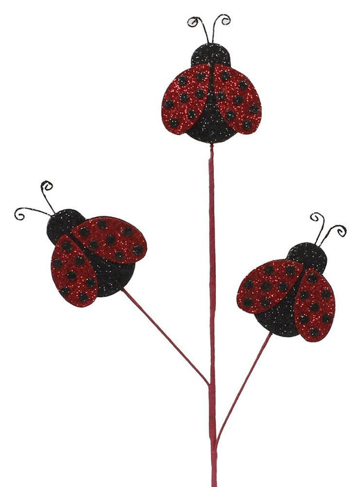 25"L Glitter Lady Bug Pick X3  Black/Red  MN0043