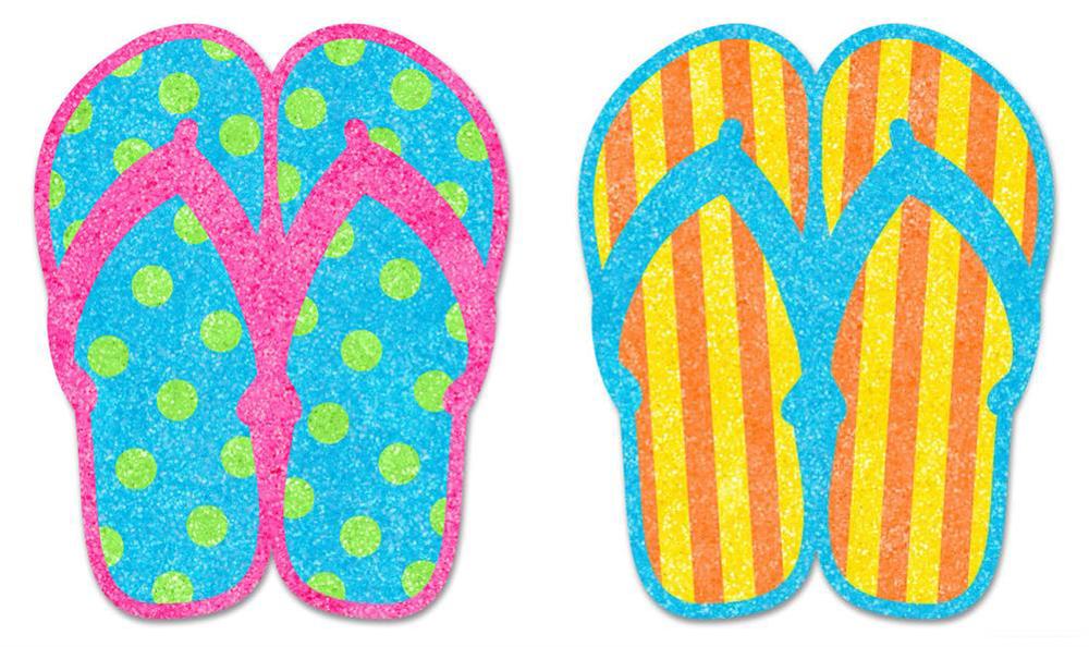 20"Hx16"L Glitter Flip Flops, 2 Asst  Hot Pink/Turquoise/Multi  MS1717