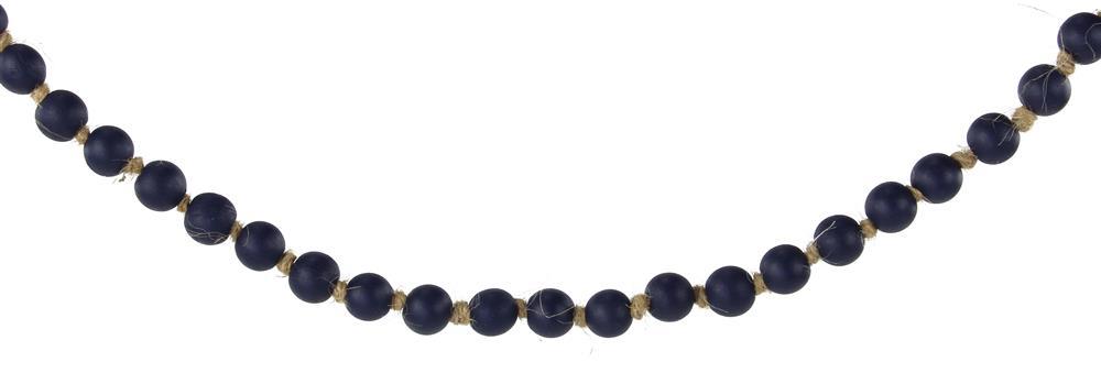 39"L Small Round Wood Bead Garland  Navy Blue  MZ198019