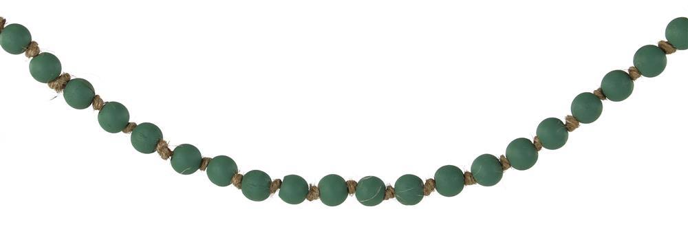 39"L Small Round Wood Bead Garland  Sage Green  MZ198035