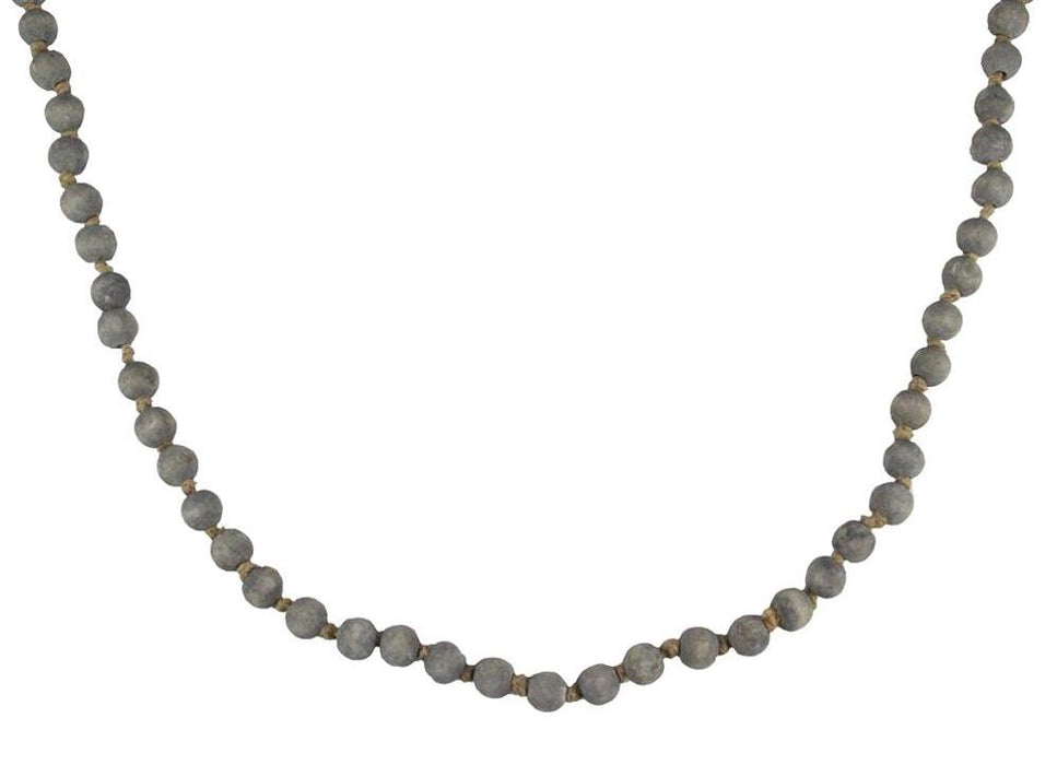 39"L Medium Round Wood Bead Garland  Grey Wash  MZ198532