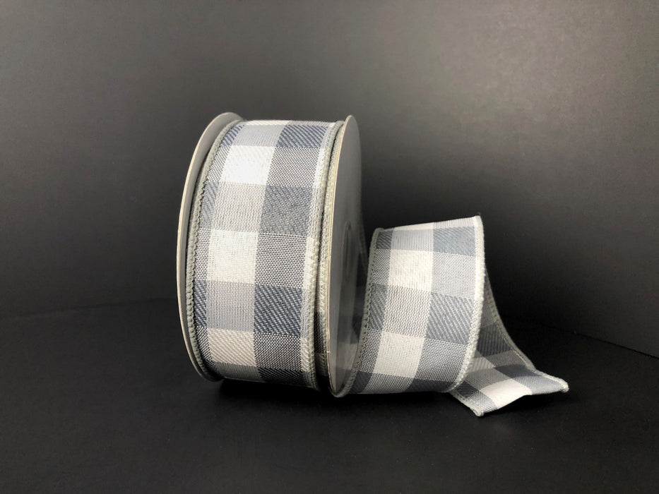 1.5"X10Y  Gray White Buffalo Plaid  Q917909-16