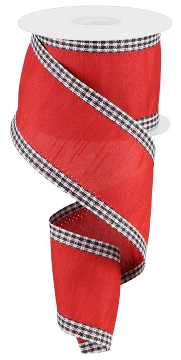 2.5"X10Yd Faux Dupioni Mini Gingham Edge  Red/Black/White  RG0832124