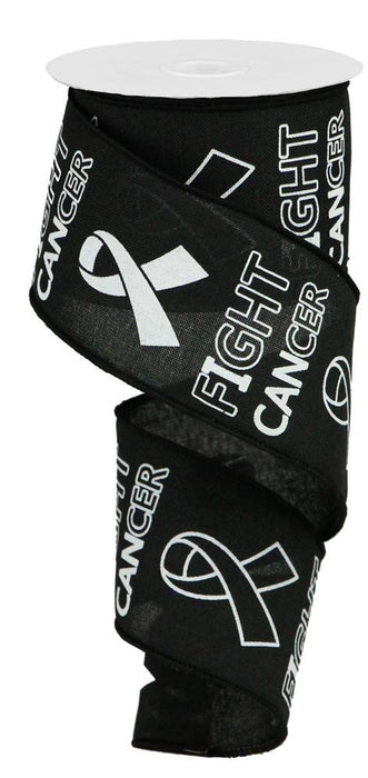 2.5"X10Yd Fight Cancer On Royal  Black/White  RGA141402