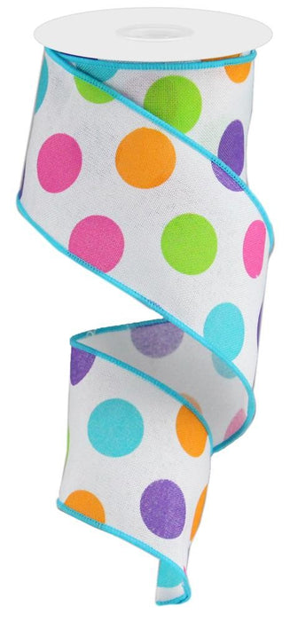 2.5"X10Yd Multi Polka Dots/Royal White/Purple/Pink/Orange/Lime/Turquoise RGA166327